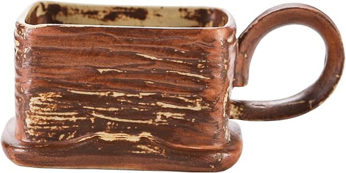 Handmade Ceramic Coffee Mug, 12 oz Rustic Stoneware Tea Cup, Microwave and Dishwasher Safe(dark brown)