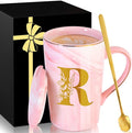 Personalized Ceramic Coffee Mug with Lid Tea Cup Happy Birthday Christmas Xmas Day Holiday Gift for Female Boss Teacher Aunt Big Small Sister in Law Mother Stepmother Wedding Groom Bride Officiant,R
