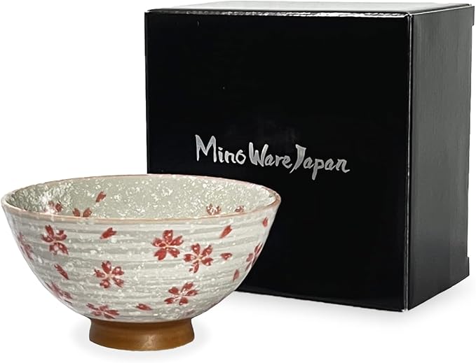 Traditional Style Japanese Ceramics Rice Bowl Chawan Pottery, Dishwasher Microwave Safe Made in Japan (Koyuki Zakura, Small (nakahira))