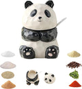 Panda Salt and Pepper Shakers, Cute 8oz Ceramic Spice Jar with Spoon, Animal Kitchen Countertop Decor, Novelty Gift for Cooks, Unique Shape