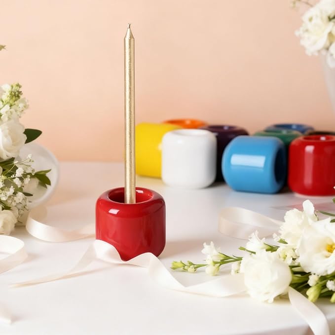 uxcell Ceramic Chime Candle Holders, Small Ceramic Candle Holders for Birthday Parties Dinners Weddings Table Centerpiece Gatherings Anniversaries Occasions, White