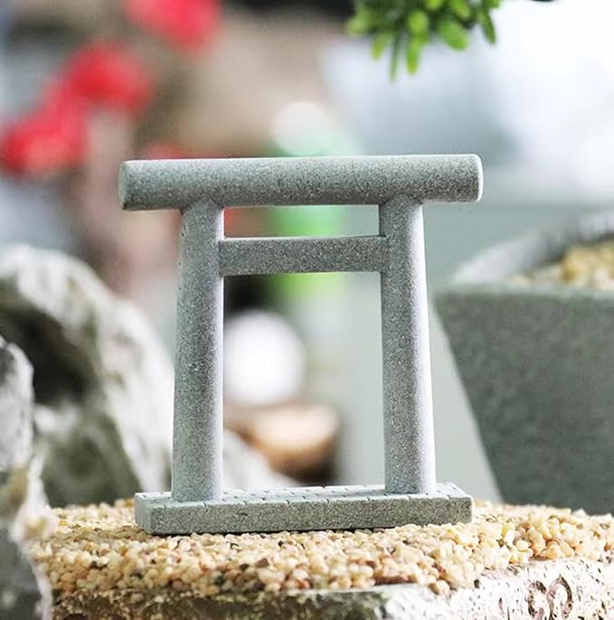 livelyfish Japanese Fish Tank Decorations Asian Aquarium Decor Torii Gate Ornament Japanese Shrine Oriental Pagoda Aquarium Sandstone Bridge Statues Betta Fish Decorations for Tank, S3