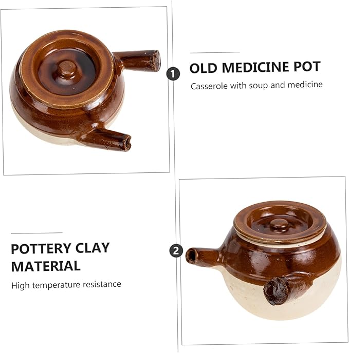 Old Fashioned Medicine Pot Pottery Clay Cooking Pot Traditional Chinese Medicine Cooker Stove Cooking Casserole Medicine Boiling Pot Chinese Medicine Casserole Kitchen Accessory