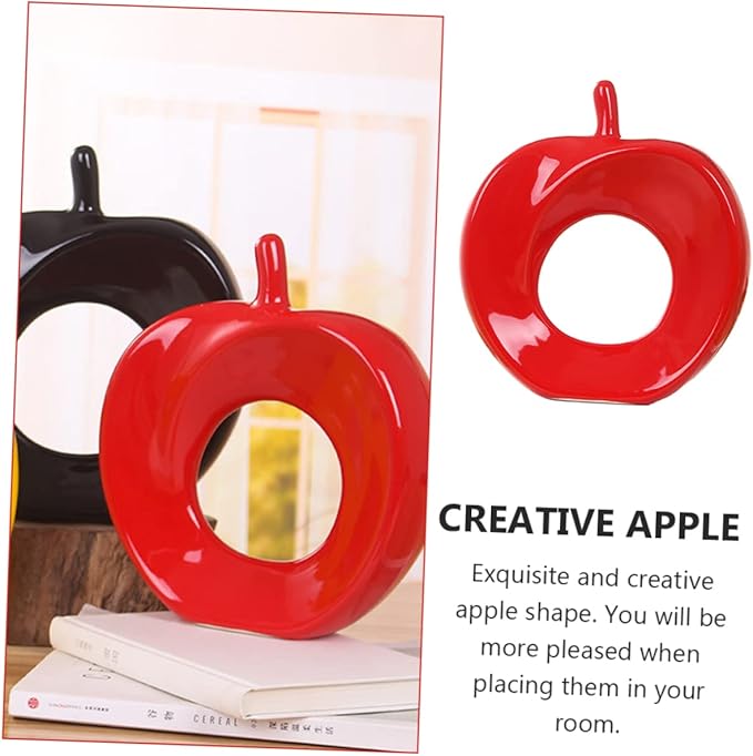Ceramic Apple Figurine Handmade Decorative Statue for Home and Office Desktop Decor Adorable Red Apple Ornament for Room and Living Room Holidays