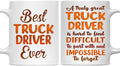 Gifts For Truck Driver - Best Truck Driver Ever Mug - Truck Driver Gifts - 11oz White Ceramic Mug for Office, Women, Men, Work Friends, Coworkers - Thanksgiving, Birthday, Christmas Gift