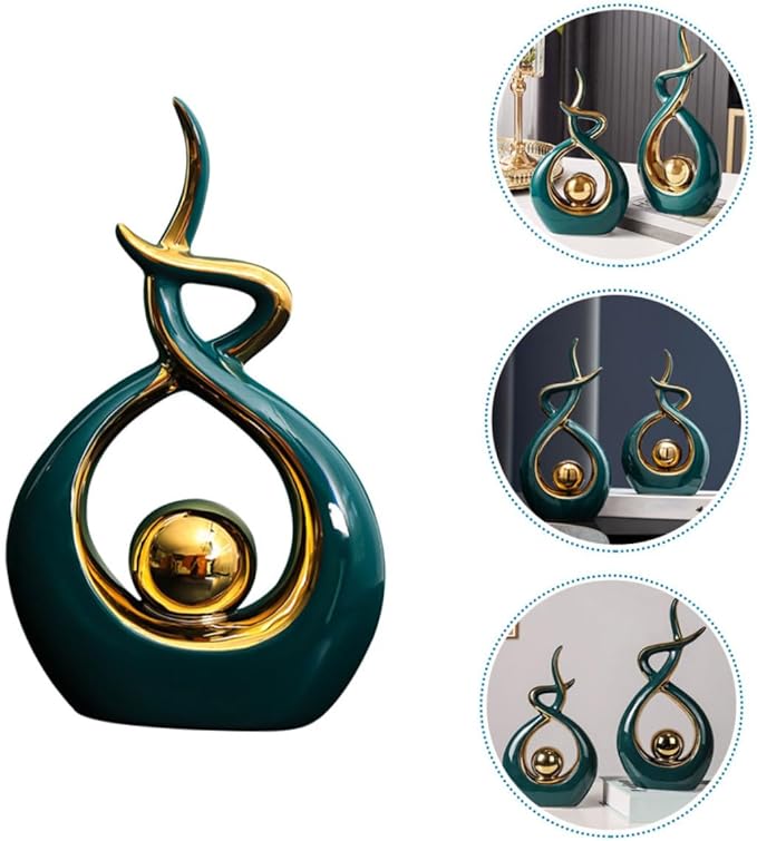 Zerodeko Ceramic Modern Abstract Art Statue for Home Decor Unique Table Ornament for Living Room and Dining Room Chic Abstract Sculpture for Bookshelf and Tv Cabinet and Design