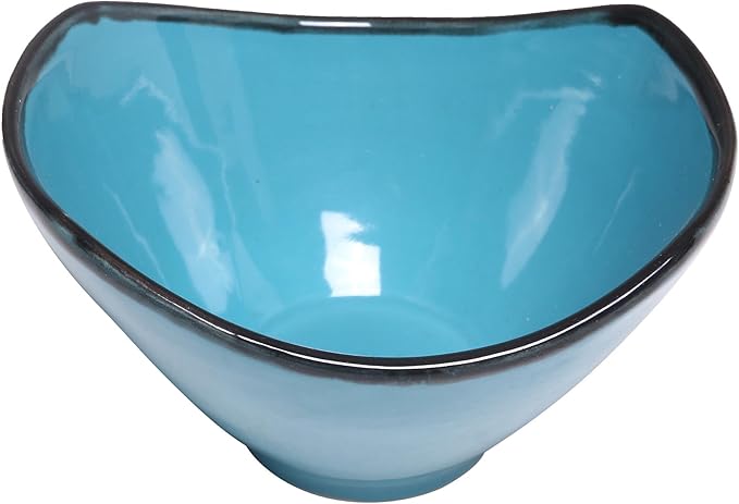 NOVICA Artisan Handcrafted Ceramic Bowl Blue from Indonesia Tableware Dinnerware Bowls [bowl 3.9in H x 6in W x 7in D 13 Oz.] ' Blue Wave'