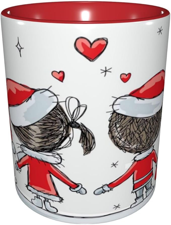 Positive Energy,Funny Novelty Ceramic Coffee Cups With Handle,Words on Circular Backdrop Tea Cup for Office and Home, 11 Oz,Dishwasher Microwave Safe (Red)