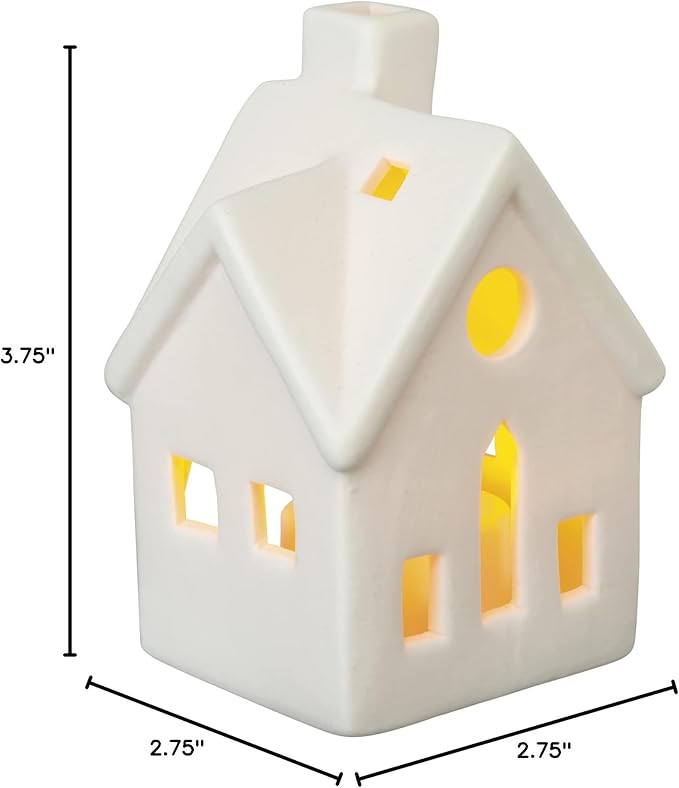 Primitives by Kathy Set of 3 Small House Shaped Stoneware Candle Holders
