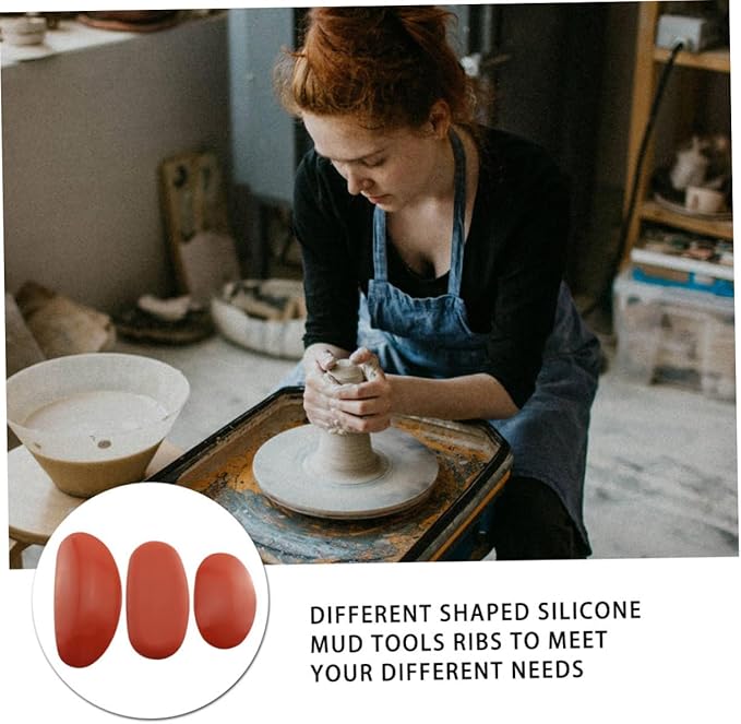 TOPPERFUN 2sets Mud Rib Sculptural Clay Tool for Clay Artists Pottery Ribs for Sculpting Smoothing and Shaping Comfortable Kidney Shape Design Red