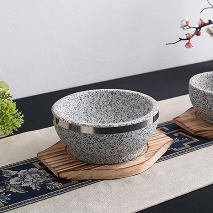 UPKOCH Wooden Bowl Mat 8.4X6.9 Inch Natural Wood Trivet for Hot Stone Bowls Korean Stone Pot Coaster Heat Resistant Kitchen Clay Pot Base