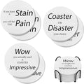 Heat Resistant Coasters House Warming Gifts - Set of 6 Non Slip Ceramic Funny Coasters for Hot Drinks with Holder, New Home Housewarming Gift Ideas, 4in White