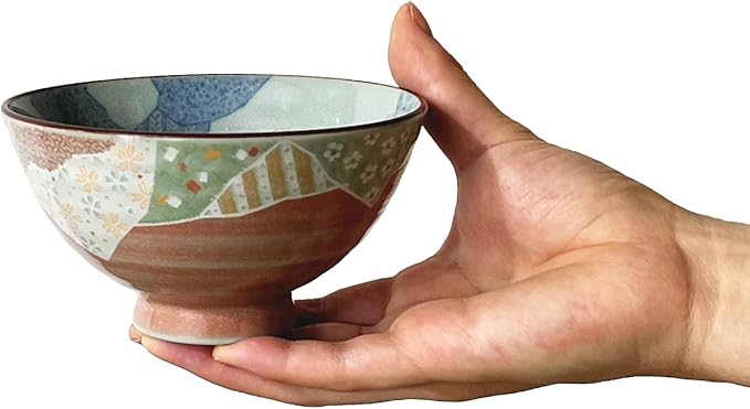 Traditional Style Japanese Ceramics Rice Bowl Chawan Pottery, Dishwasher Microwave Safe Made in Japan (Yuuzen, Small (nakahira))