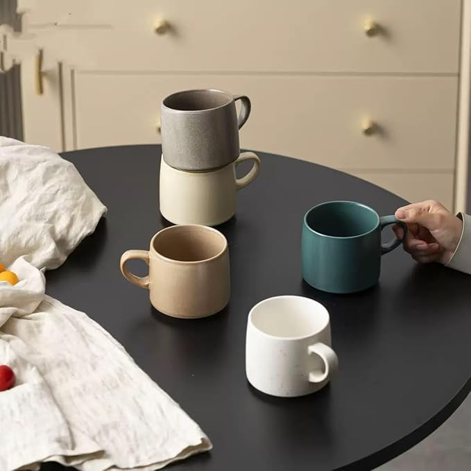 12oz Japanese Minimalistic Asian Aesthetic Rustic Handmade Ceramic Pottery Coffee Mug, Lead-Free Glaze Artisanal earthen Tea Mug, Sturdy Tea cup with handle, Handmade stoneware mugs for office (Teal)
