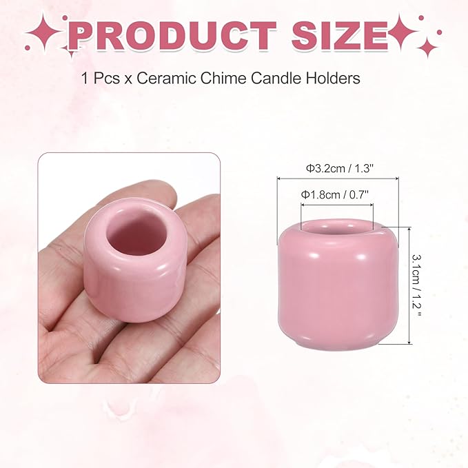 uxcell Ceramic Chime Candle Holders, Small Ceramic Candle Holders for Birthday Parties Dinners Weddings Table Centerpiece Gatherings Anniversaries Occasions, Pink