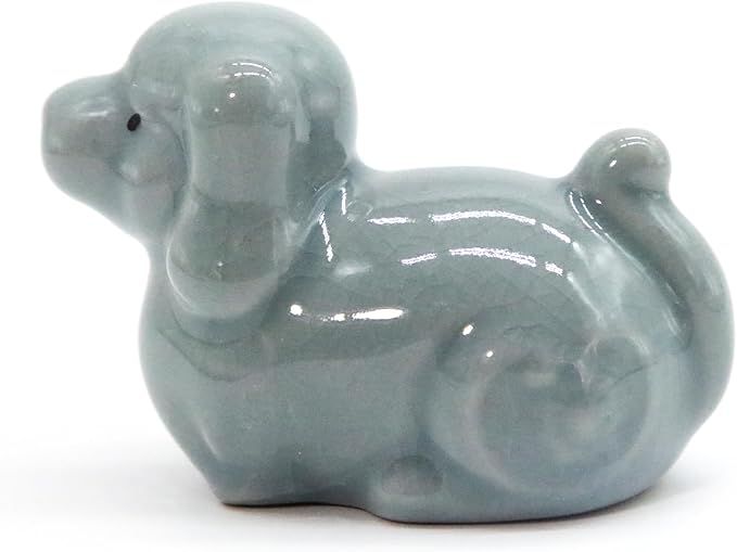 12 Chinese Zodiac Tea Pet, Unique Crackle Ru Porcelain, Traditional Chinese Cultural Tea Accessory, Asian Home & Office Decor, Gift for Tea Lovers & Anniversaries (Dog 1pc)