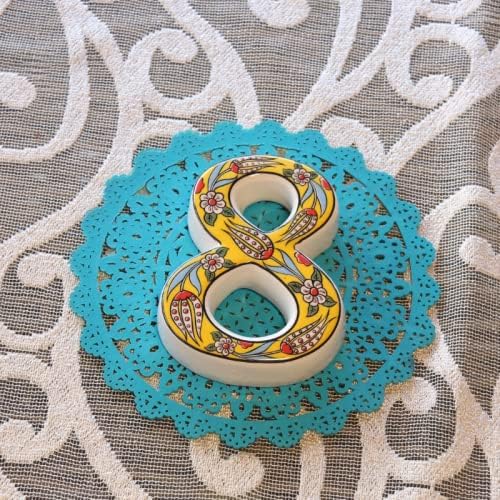 Large Ceramic Housewarming Sign Ceramic Address Plaque House Numbers Sign Door Personalized Coloured Decorative Hand Decoratede Housewarming Gifts Tulip Design 12 * 9 cm (Yellow, 8)