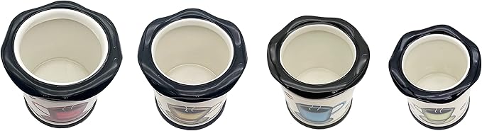 ACK Tuscany Colorful Coffee Bean Collection 4PCs Canister Set with Lid, Kitchen Storage Jar, Food Storage Container, Airtight Storage Container With Rubber Seal