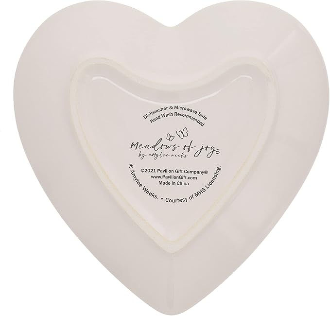Pavilion Gift Company - Nana - Ceramic Heart-Shaped Keepsake Dish, Watercolor Floral Design, Nana Gifts, Unique Gifts for Nana, Trinket Dish, Jewelry Dish, 1 Count, 4.5IN