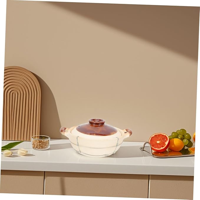 Ciieeo 2pcs Clay Casserole Dish Lid Single Handle Korean Stone Pot for Rice Soups Stews - Cookware for Home Cooking