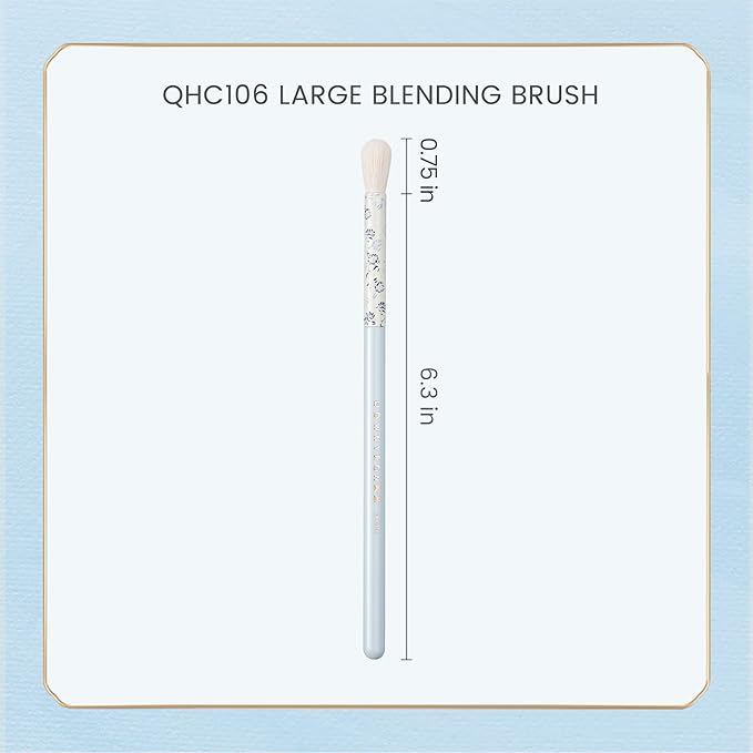 Indigo Artisan Series Eyeshadow Blending Brush - Nylon Bristles for Seamless Crease Work, Porcelain-Patterned Ferrule & Ergonomic Lacquered Handle (QHC 106)