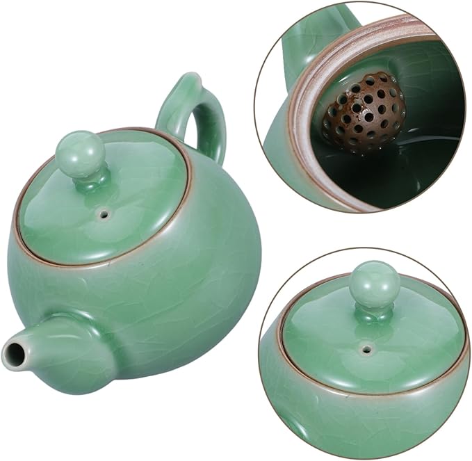 Garneck Artisan Crafted Ceramic Teapot and Cups Chinese Kung Fu Tea Set Porcelain Tea Brewing Set Traditional Home Decor