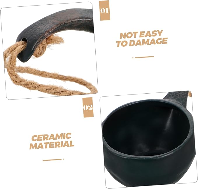 PRETYZOOM Japanese Vintage Ceramic Mug Soup Bowl Handles Aesthetic Tea Cup for Camping