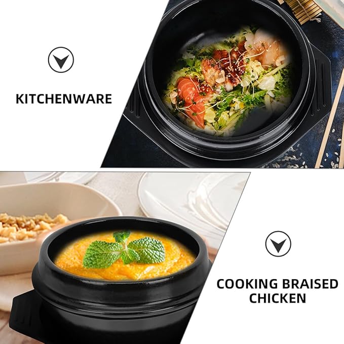 Cabilock Korean Stone Pot Casserole Cookware Stewing Pot Bibimbap Ceramic Soup Lid Korean Hot Kitchen Cooking