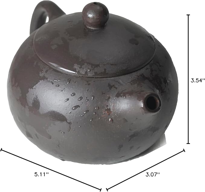 Chinese Clay Teapot 6.7Oz Handmade Xishi Zisha Tea Pot Black Gold Sand Spherical Filter Kungfu Tea Set