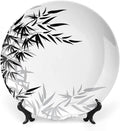 XISUNYA 6 Inch Decorative Plate, Janpese Decor Tableware Plate, Bamboo Leaves Art Print Ceramic Wall Hanging Decor Accessory for Dining Table Tabletop Home Decor