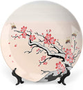 XISUNYA 8 Inch Decorative Plate, Janpese Decor Dinner Plate, Flowering Cherry Branch with Flying Bees Summer Print Ceramic Wall Hanging for Home Office Party Dinner Table Decor