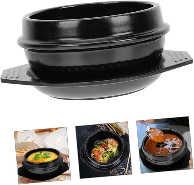 PRETYZOOM Korean Stone Pot Bibimbap Casserole Pot Ceramic Cooking for Soup Rice Stew Heat Resistant Easy to Clean
