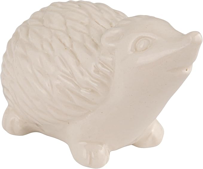 Creative Co-Op Stoneware Figurine Hedgehogs Accent Decor, Set of 6 Pieces, White