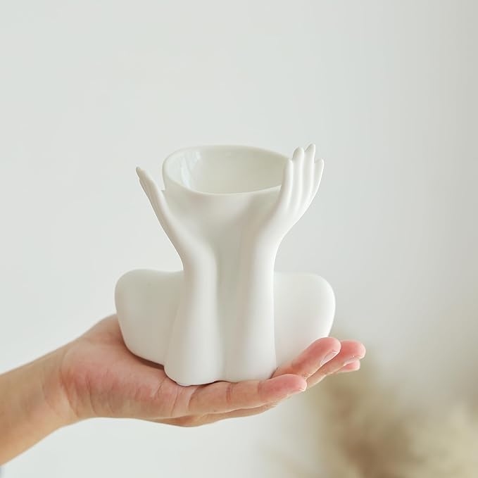 Elegant Hands Ceramic Vase – Modern Abstract Sculpture Planter for Home & Office Décor – Minimalist Art Piece for Flowers, Succulents, or Standalone Accent Decoration