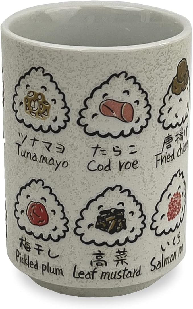Japanese Tea Cup - Pottery 9 fl oz, Yunomi Mug, Sushi Made in Japan (C3-34 Rice ball)