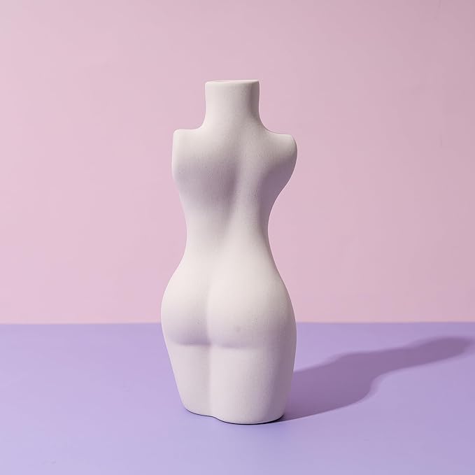 Elegant Female Torso Ceramic Vase – Modern Minimalist Body Sculpture for Home & Office Décor – Stylish Art Piece for Floral Arrangements, Dried Flowers, or Standalone Accent Decoration.