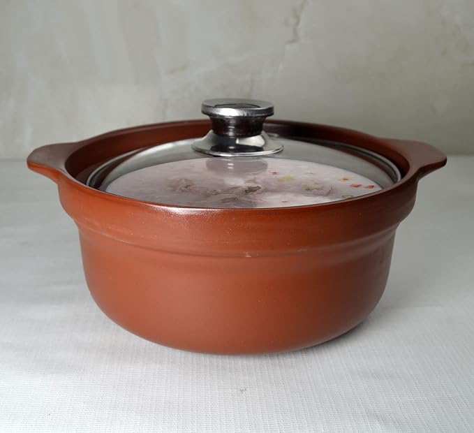 Shaguo Bowl Casserole Pot Clay Stone for Cooking Dolsot Bibimbap Soup Exclusive Range Unglazed Earthen (glass lid)