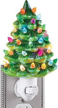 Christmas Tree Night Light – Green Tree Christmas Nightlight Plug Into Wall, 6" Ceramic, Holiday Decorations, Winter Home Décor Night Light for Kids/Adults Bedroom, Hallway, Bathroom & Kitchen
