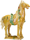 Chinese Style Sculpture Chinese Feng Shui Ceramic Sculpture Silk Road Asian Art Decorative Ornaments Beige Horse