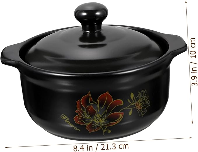 ABOOFAN Kitchen Ceramic Pot for Stewing High-temp Resistant Casserole for Home Cooking Ergonomic Design for Safe Handling for Soup and Rice Dishes Servings
