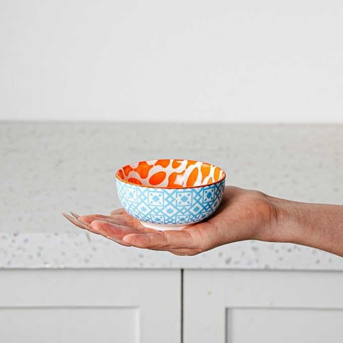 Ceramic Dipping Bowls Set - Mini 4 Oz Dessert Bowls Set - Small 3.5 Inch Porcelain Bowls for Side Dishes, Snack, Appetizer, Yogurt - Microwave Dishwasher Safe - Set of 6 - Assorted Colors
