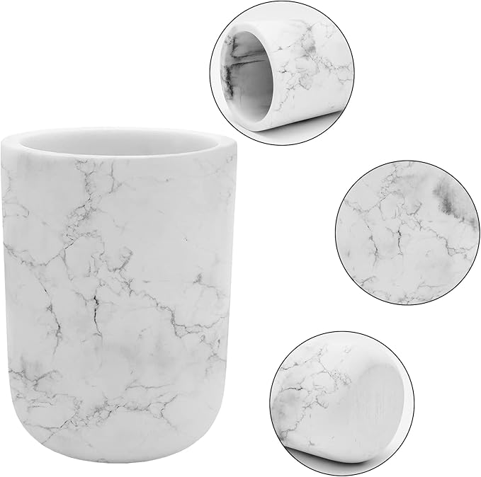 Toothbrush Holder Polyresin Toothbrush Organizer,Marble Style Bathroom Accessories,Toothpaste Holder Makeup Brushes Cup Razors Holder for Bathroom Vanity Countertop,Ideal for Home,Hotel