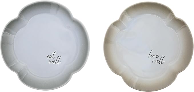 Pavilion Gift Company - Live & Eat - 6.5" Set Of Two Ceramic Appetizer Plates Neutral Ombre Kitchen Serveware Housewarming Gift Hostest Host Present