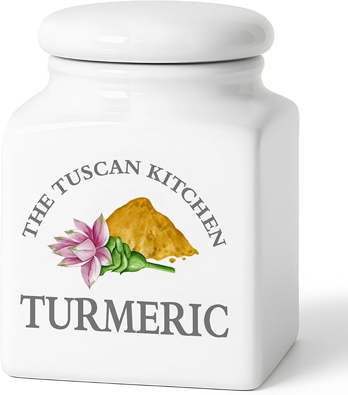 HOMBENE Small Spice Jars Kitchen Storage Spice Canisters Ceramic Containers, Food Jar with Airtight Lids, 6 fl. oz Containers Jar for Turmeric Seasoning Containers