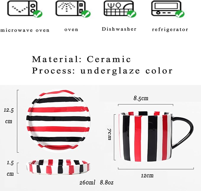Espresso Cups Ceramic Coffee Mug Series European Striped Dot Coffee Cup And Saucer Mug Cake Plate Afternoon Tea Set Tea Cup And Saucer,Yellowblack