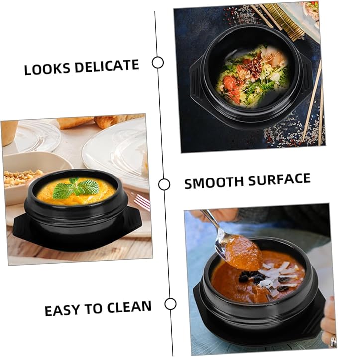 Unomor Korean Stone Pot Ceramic Cooking Pot Stewing Casserole Bibimbap Stove Top Non Toxic Easy to Clean Home Restaurant