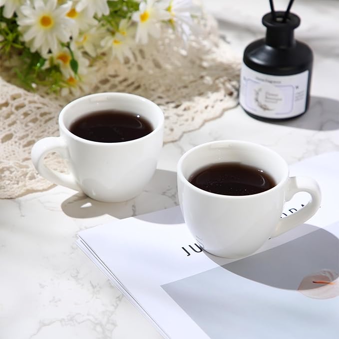 16 Pcs 3 oz Porcelain Espresso Cup Set White Tiny Ceramic Coffee & Tea Mugs for Cafes Offices Homes and Restaurants