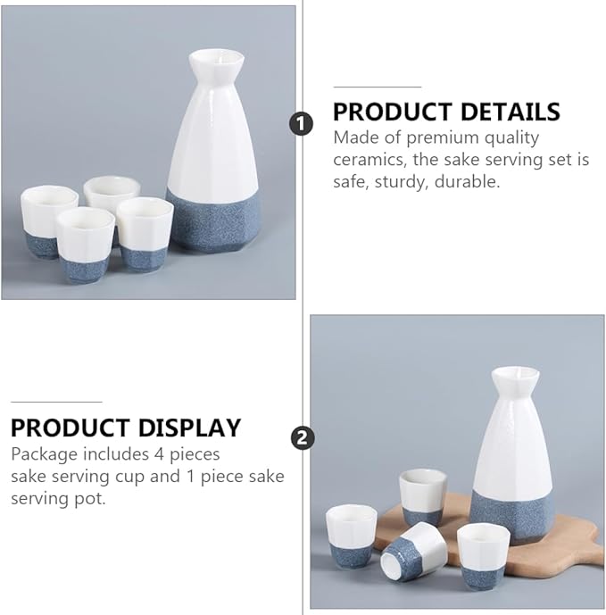 Sake Cup Set,Japanese Sake Cup,1 Set/5pcs Flagon Wine Glass Set Water Bottle Set Korean Gifts Wedding Champagne Glasses Ceramics Ceramic Drinkware