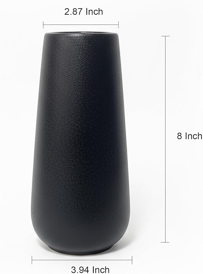 Black Bud Vases for Centerpieces, 8 Inch Small Flower Vase for Modern Farmhouse, Bouquet, Plants, Bathroom, Tables, Roses, Entryway, Dinning Table, Shelf, Kitchen, Office, Coffee Home Decor (Black)