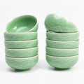 Chinese Rice Bowls 10-Ounce Celadon Glazed 4.5Inch Cereal Bowl with Emblazonry(Set of 4) (Green01)